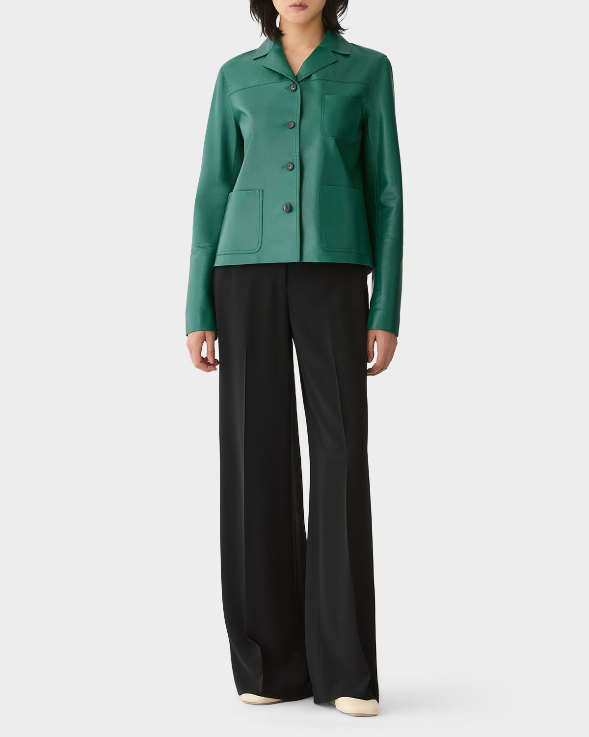 Lafayette 148 New York Three-Pocket Nappa Leather Jacket