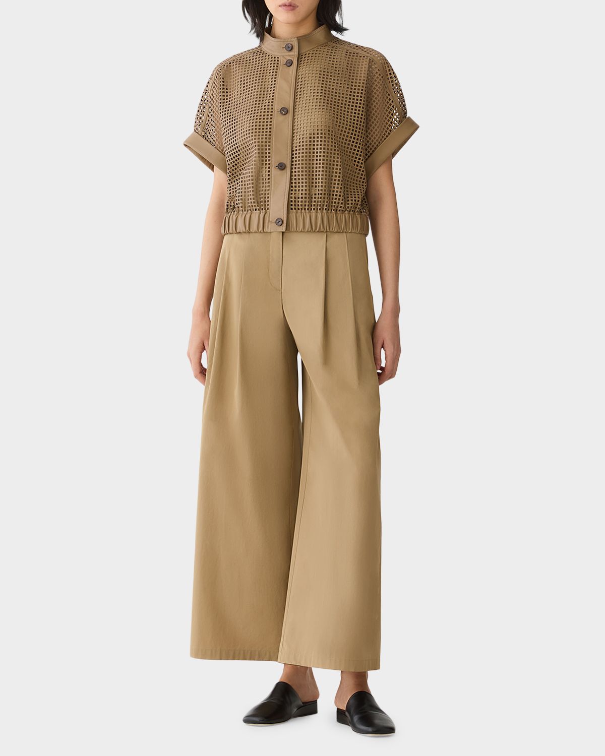 Lafayette 148 New York Laser Cutout Leather Jacket