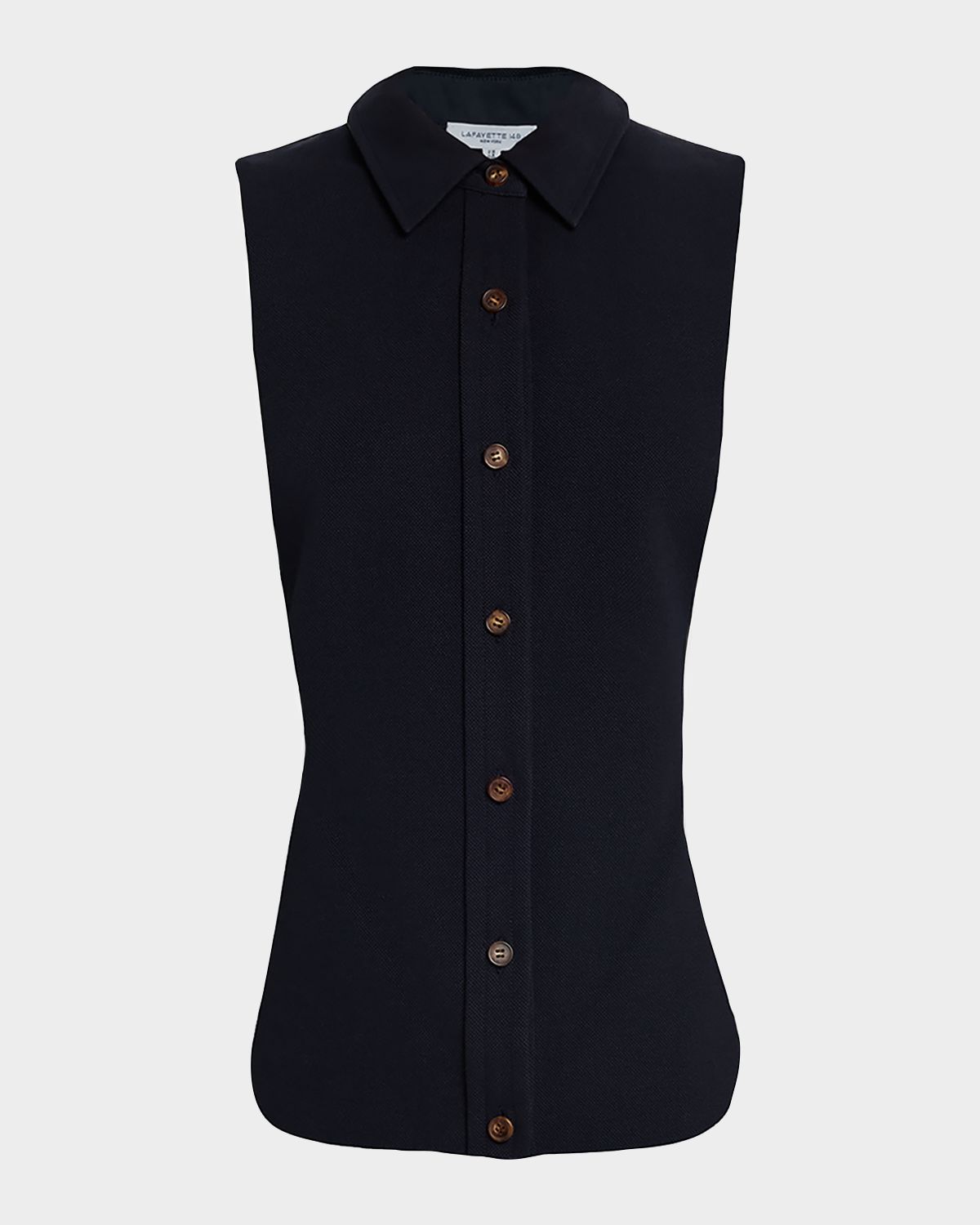 Lafayette 148 New York Sleeveless Cotton Pique Shirt | Thumbnail 6 Lafayette 148 New York Sleeveless Cotton Pique Shirt | Thumbnail 6