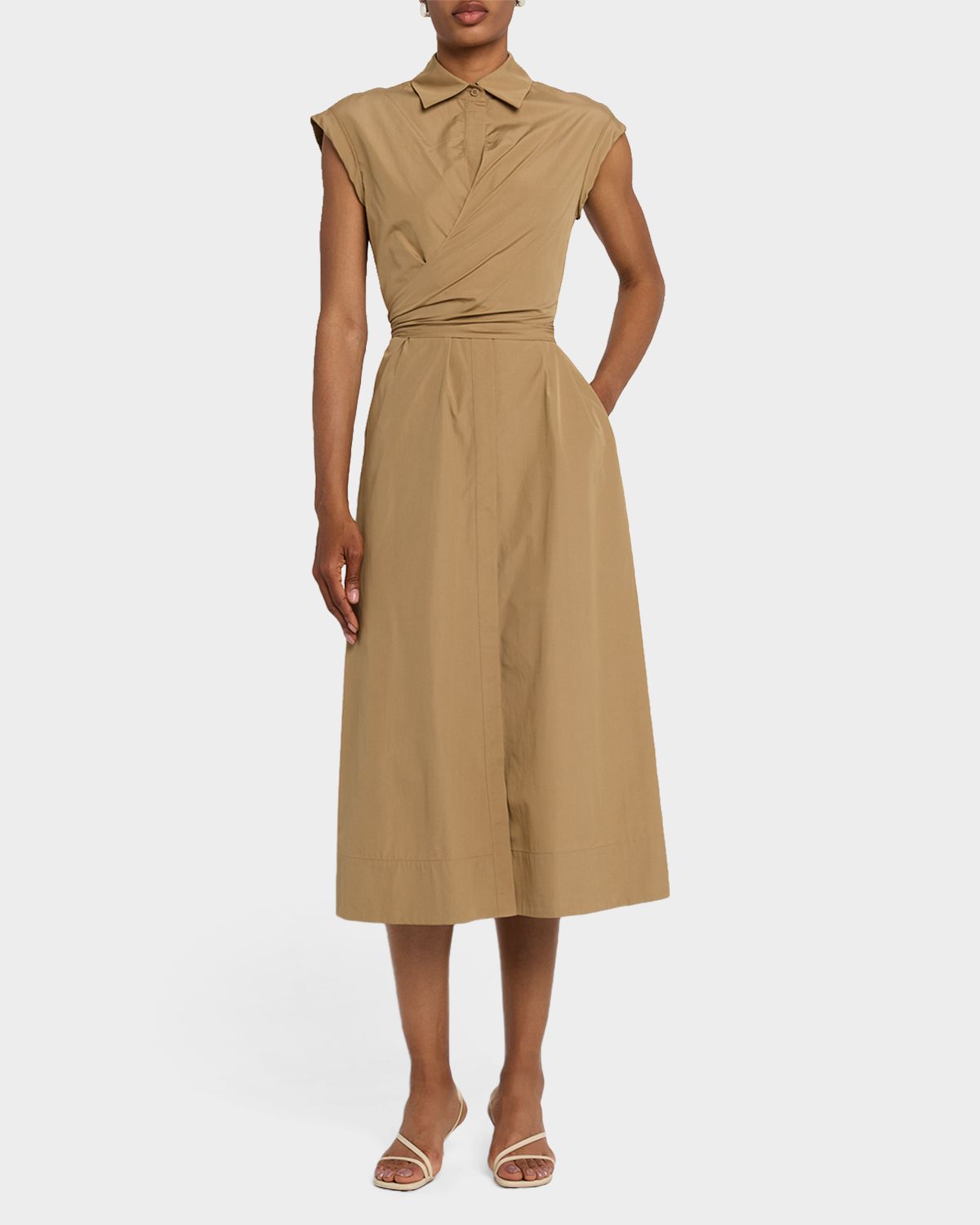 Lafayette 148 New York Wrap-Front Cotton Midi Shirtdress