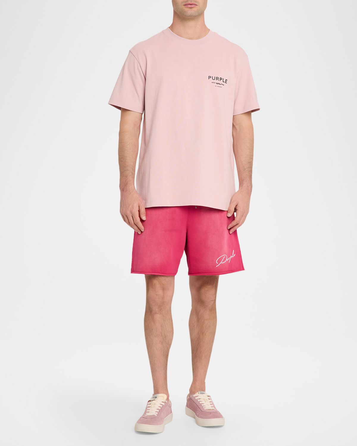 PURPLE Men 's Signature Faded Cotton Shorts