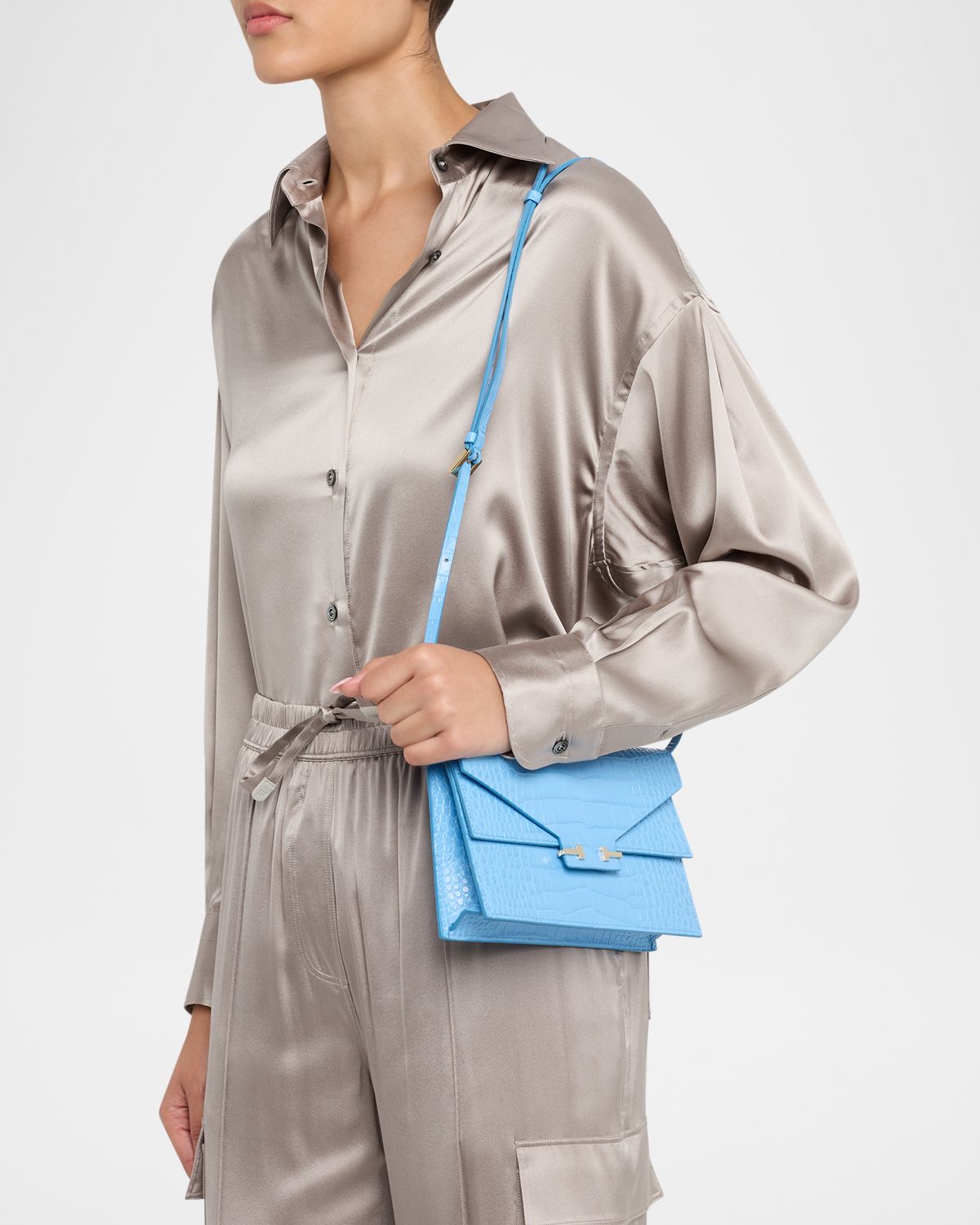 TOM FORD Small Croc-Embossed Leather T-Clasp Clutch Bag | Thumbnail 11