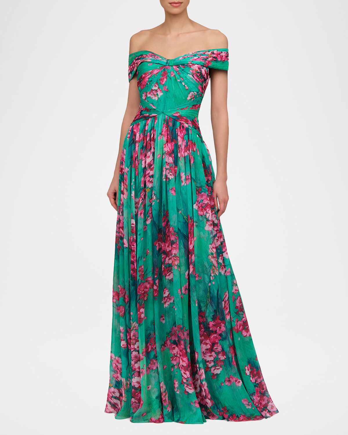 Theia Sabina Chiffon Off-Shoulder Gown | Thumbnail 2 Theia Sabina Chiffon Off-Shoulder Gown | Thumbnail 2