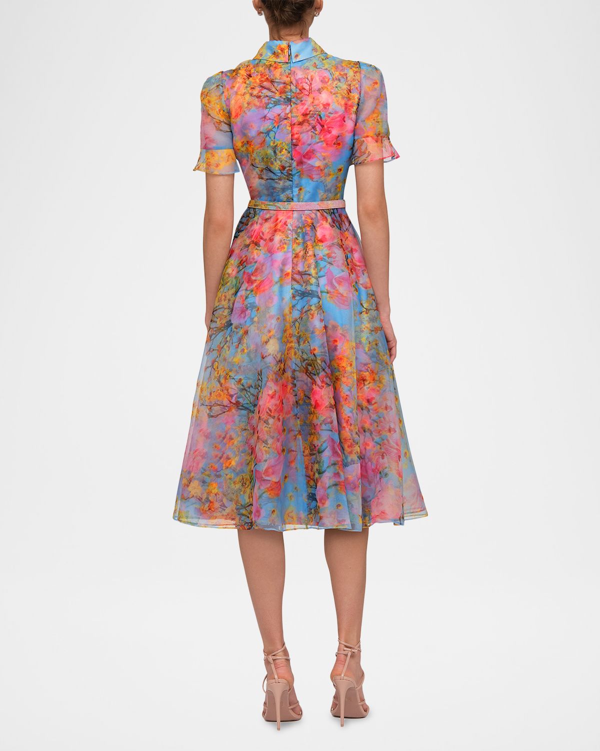 Theia Marcel Floral-Print Organza Midi Dress | Thumbnail 3 Theia Marcel Floral-Print Organza Midi Dress | Thumbnail 3
