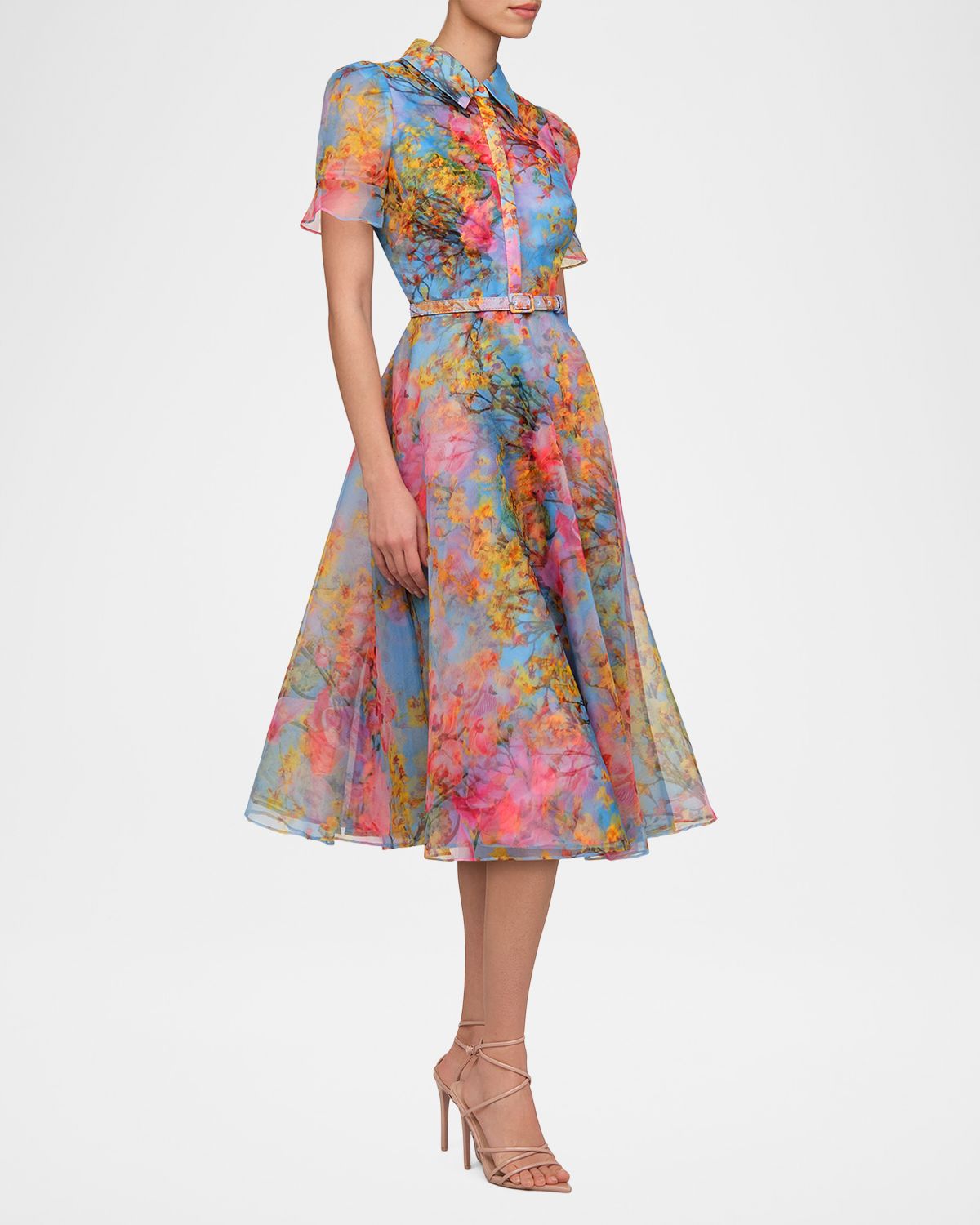 Theia Marcel Floral-Print Organza Midi Dress | Thumbnail 6 Theia Marcel Floral-Print Organza Midi Dress | Thumbnail 6