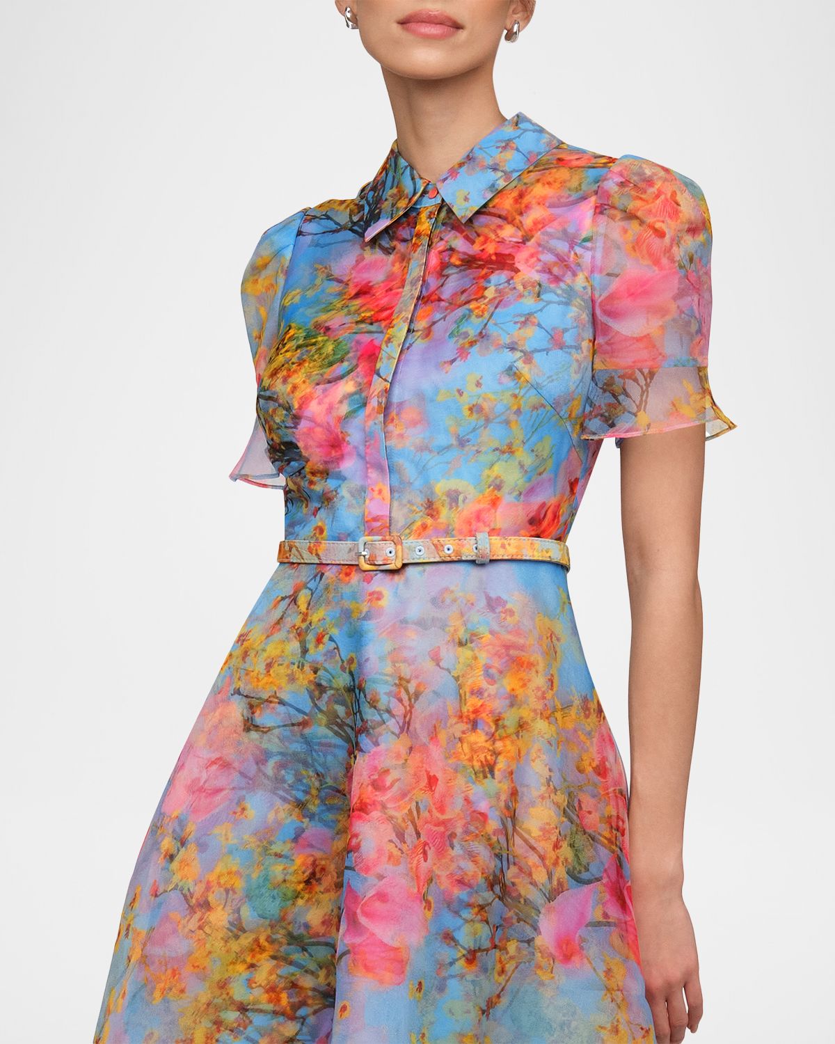 Theia Marcel Floral-Print Organza Midi Dress | Thumbnail 5 Theia Marcel Floral-Print Organza Midi Dress | Thumbnail 5
