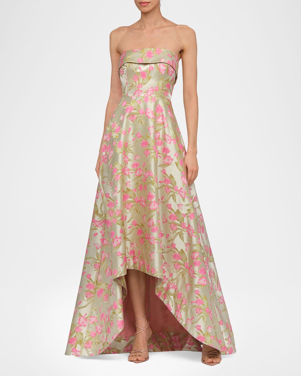 Theia Sylvana Strapless High-Low Jacquard Gown | Thumbnail 5 Theia Sylvana Strapless High-Low Jacquard Gown | Thumbnail 5