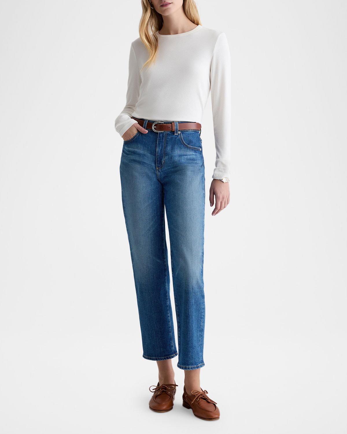 AG Jeans Brinley Mid-Rise Straight Cropped Jeans