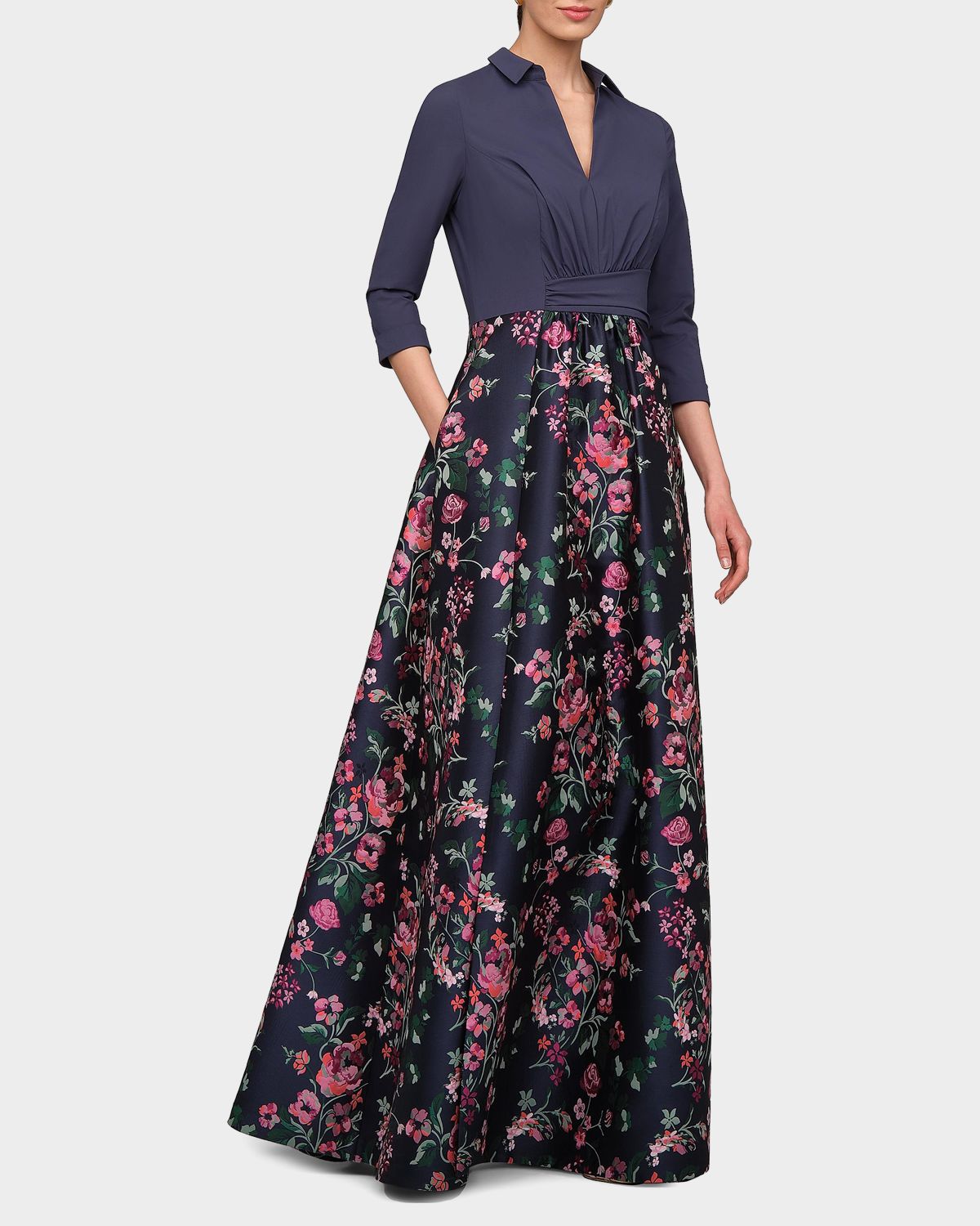 Kay Unger New York Marceline Floral-Jacquard Shirtwaist Gown | Thumbnail 4 Kay Unger New York Marceline Floral-Jacquard Shirtwaist Gown | Thumbnail 4