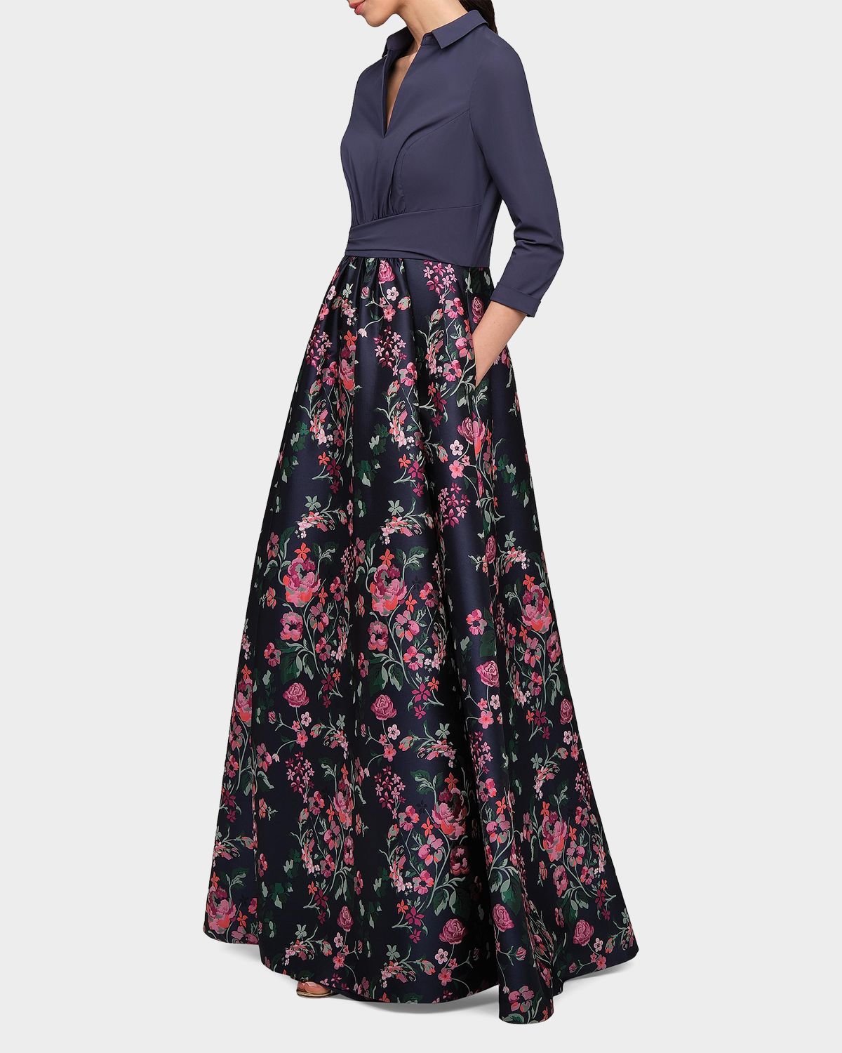 Kay Unger New York Marceline Floral-Jacquard Shirtwaist Gown | Thumbnail 6 Kay Unger New York Marceline Floral-Jacquard Shirtwaist Gown | Thumbnail 6
