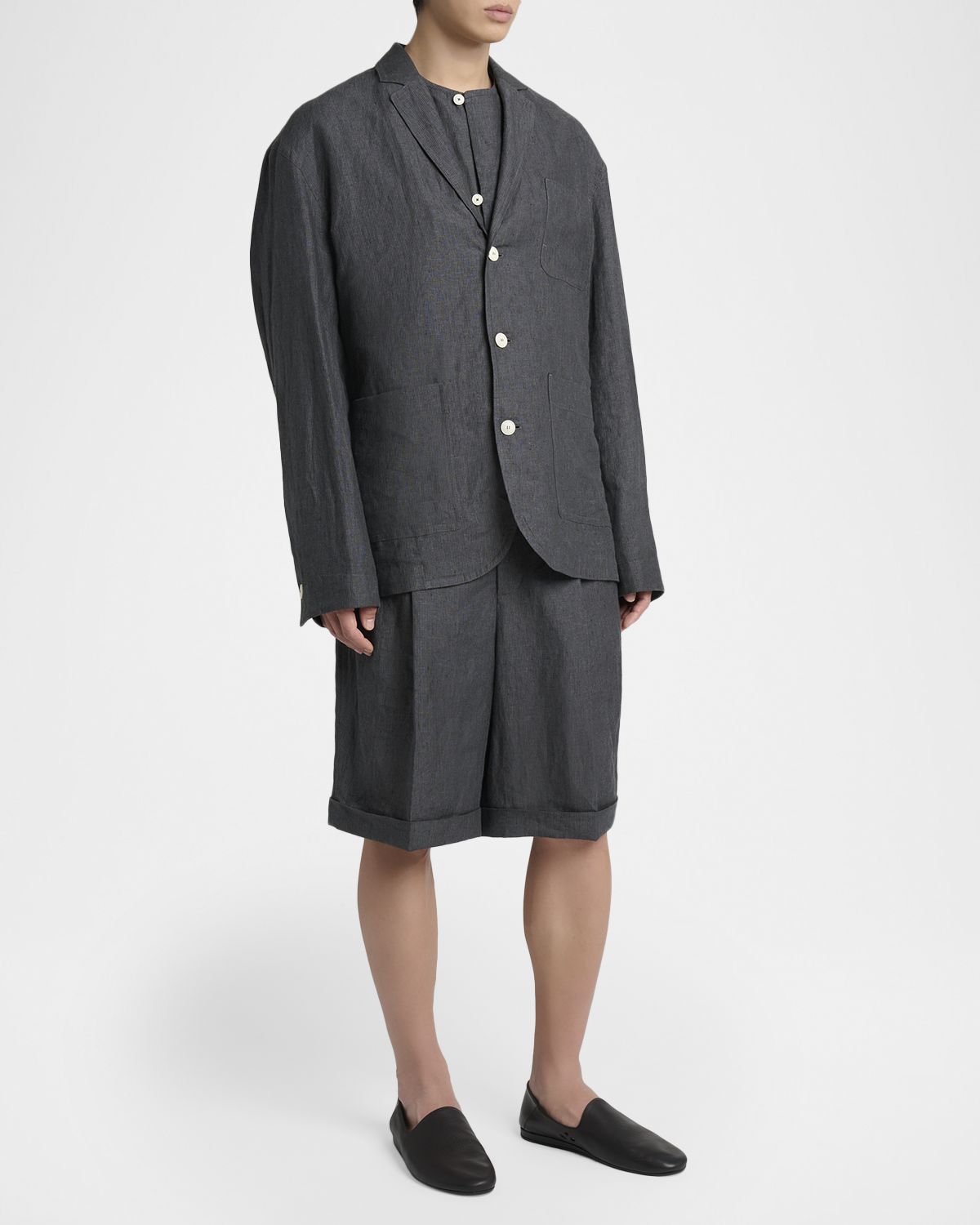 Jacquemus Men 's La Veste Linen Micro-Stripe Deconstructed Sport Jacket | Thumbnail 5 Jacquemus Men 's La Veste Linen Micro-Stripe Deconstructed Sport Jacket | Thumbnail 5