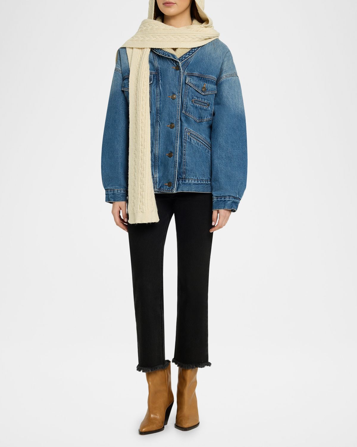 Isabel Marant Honorine Hooded Alpaca-Blend Cable-Knit Scarf | Thumbnail 2