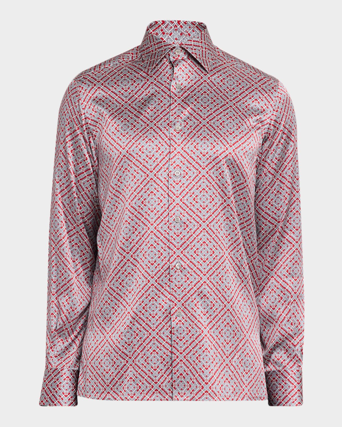 Stefano Ricci Men 's Silk Geometric Classic-Fit Sport Shirt