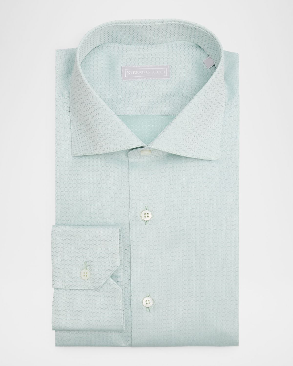 Stefano Ricci Men 's Cotton Tonal Geometric Jacquard Dress Shirt | Thumbnail 3 Stefano Ricci Men 's Cotton Tonal Geometric Jacquard Dress Shirt | Thumbnail 3