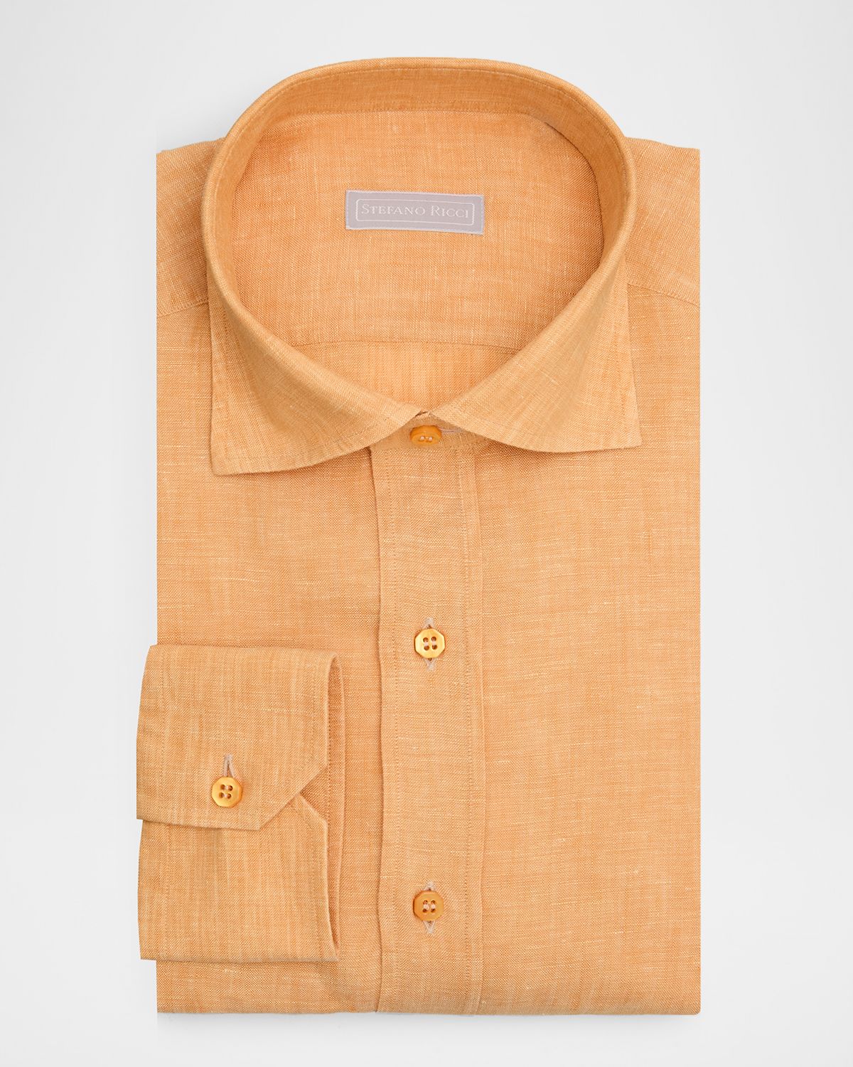 Stefano Ricci Men 's Solid Linen Classic-Fit Dress Shirt