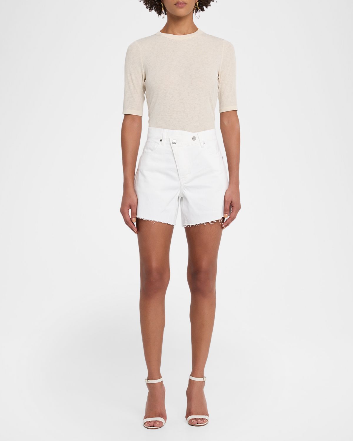 Veronica Beard Ellis Mid-Rise Crossover Denim Shorts