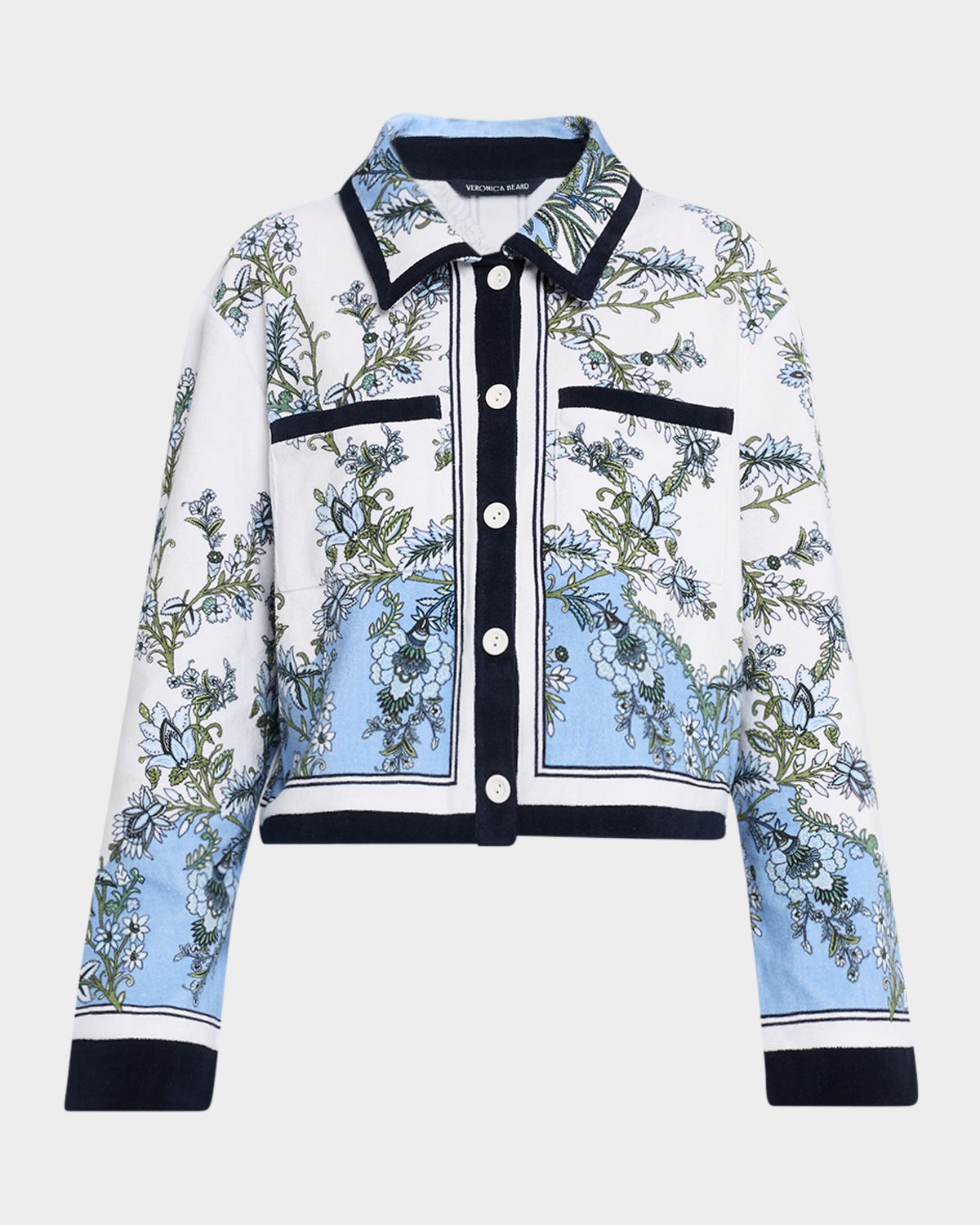 Veronica Beard Novelle Floral Cotton-Terry Shirt