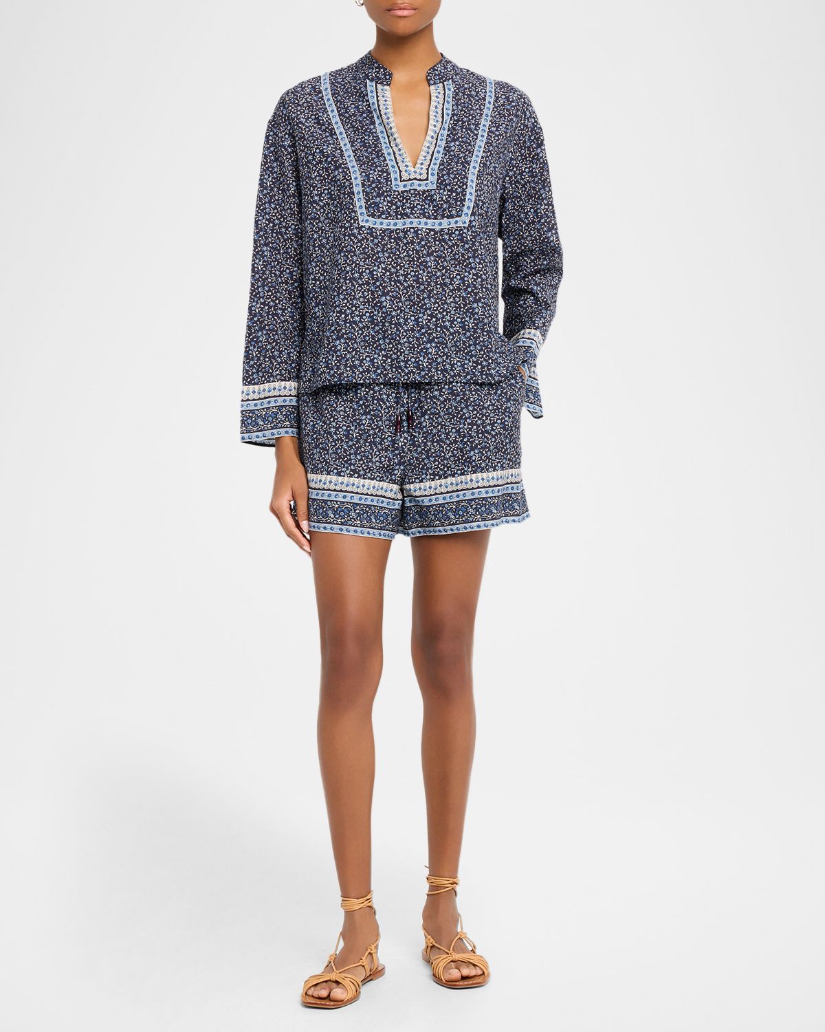 Veronica Beard Vivaldi Printed Drawstring Shorts