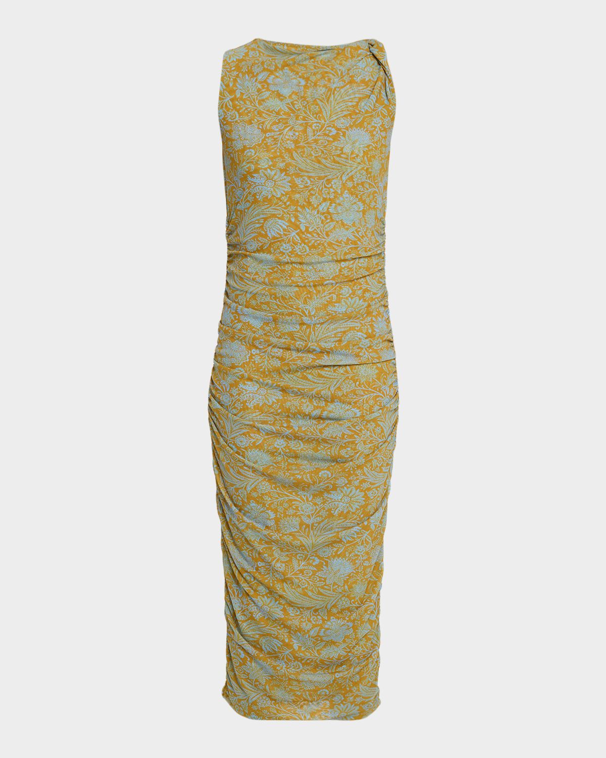 Veronica Beard Otessa Floral Ruched Mesh Midi Dress