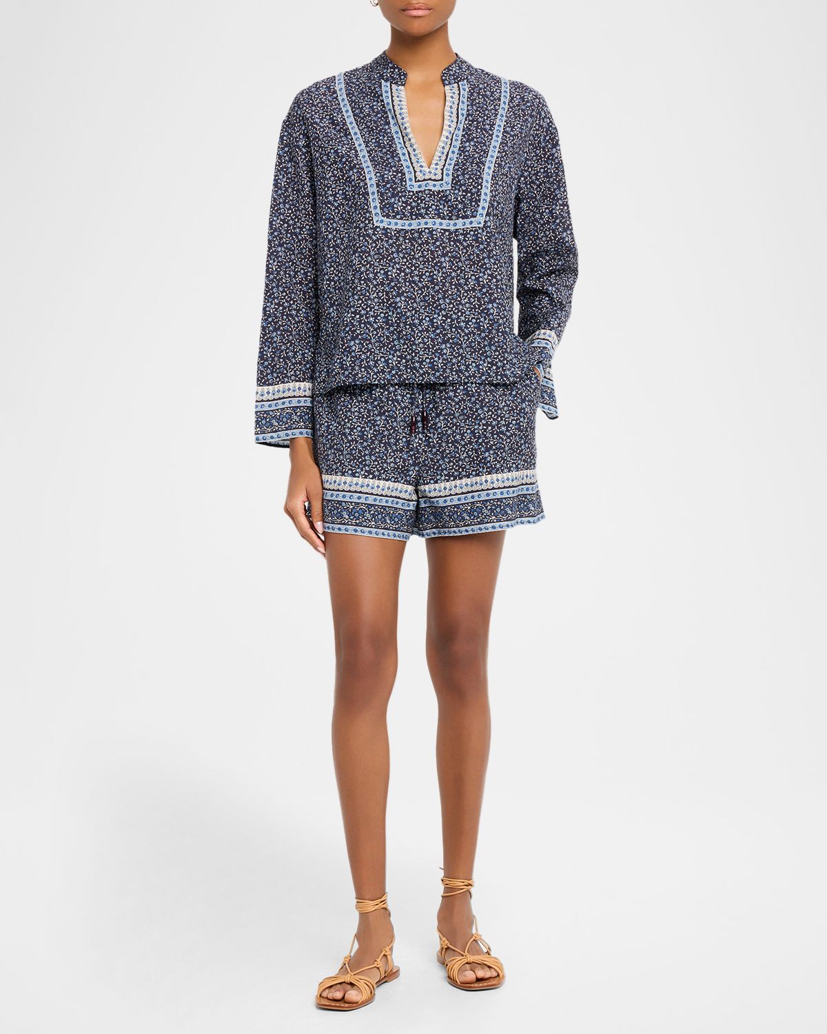 Veronica Beard Cyra Floral V-Neck Blouse