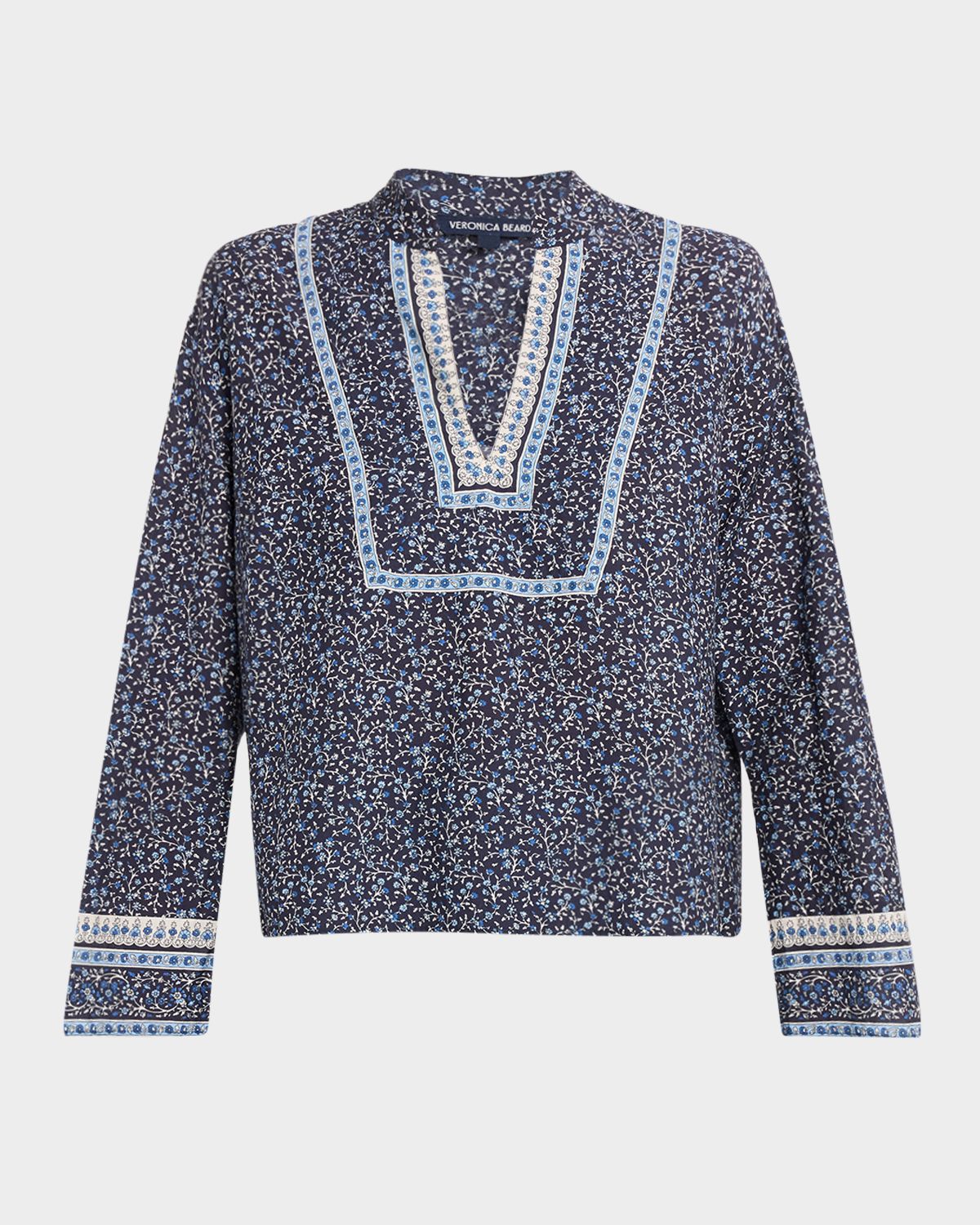 Veronica Beard Cyra Floral V-Neck Blouse