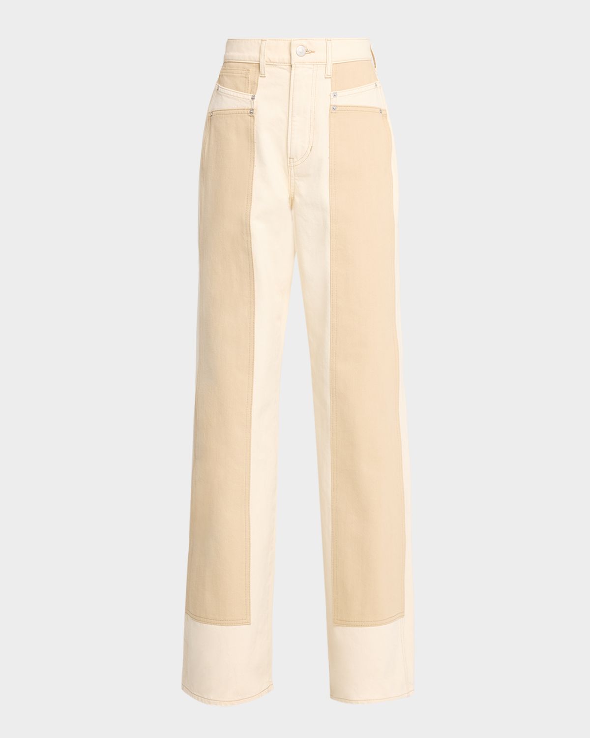 Veronica Beard Taylor Color-Block Wide-Leg Jeans