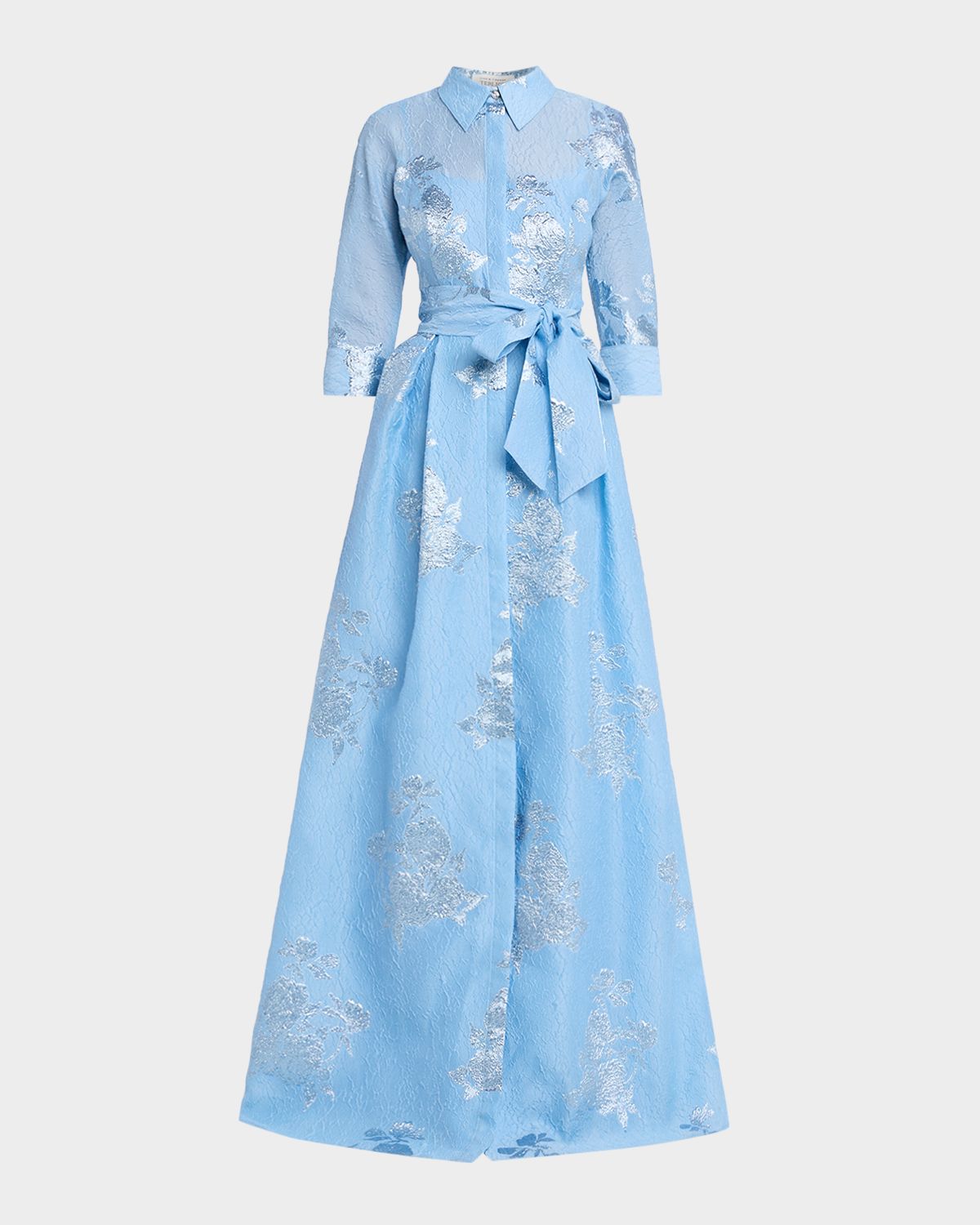 Rickie Freeman for Teri Jon Metallic Jacquard Collared Long Dress | Thumbnail 6 Rickie Freeman for Teri Jon Metallic Jacquard Collared Long Dress | Thumbnail 6
