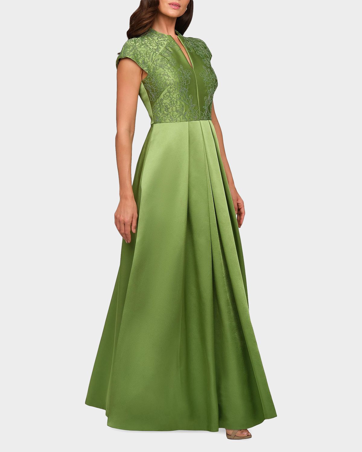 Kay Unger New York Wrenley Beaded Duchess Satin Gown | Thumbnail 4 Kay Unger New York Wrenley Beaded Duchess Satin Gown | Thumbnail 4
