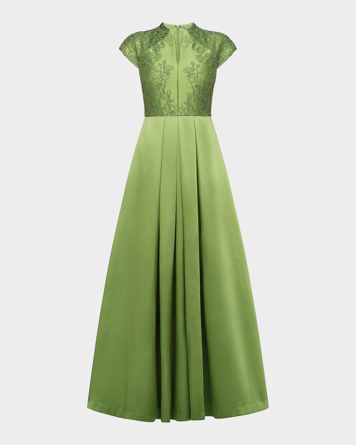 Kay Unger New York Wrenley Beaded Duchess Satin Gown