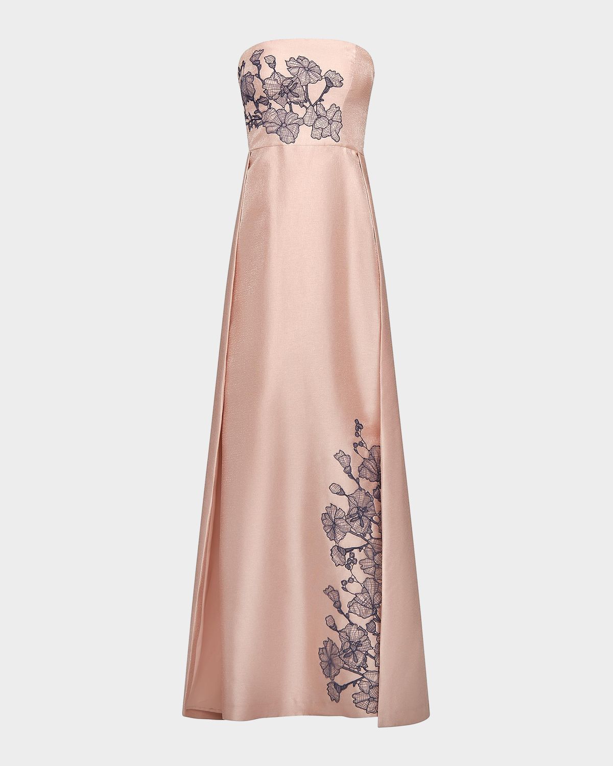 Kay Unger New York Chandler Floral Appliqué Strapless A-Line Gown