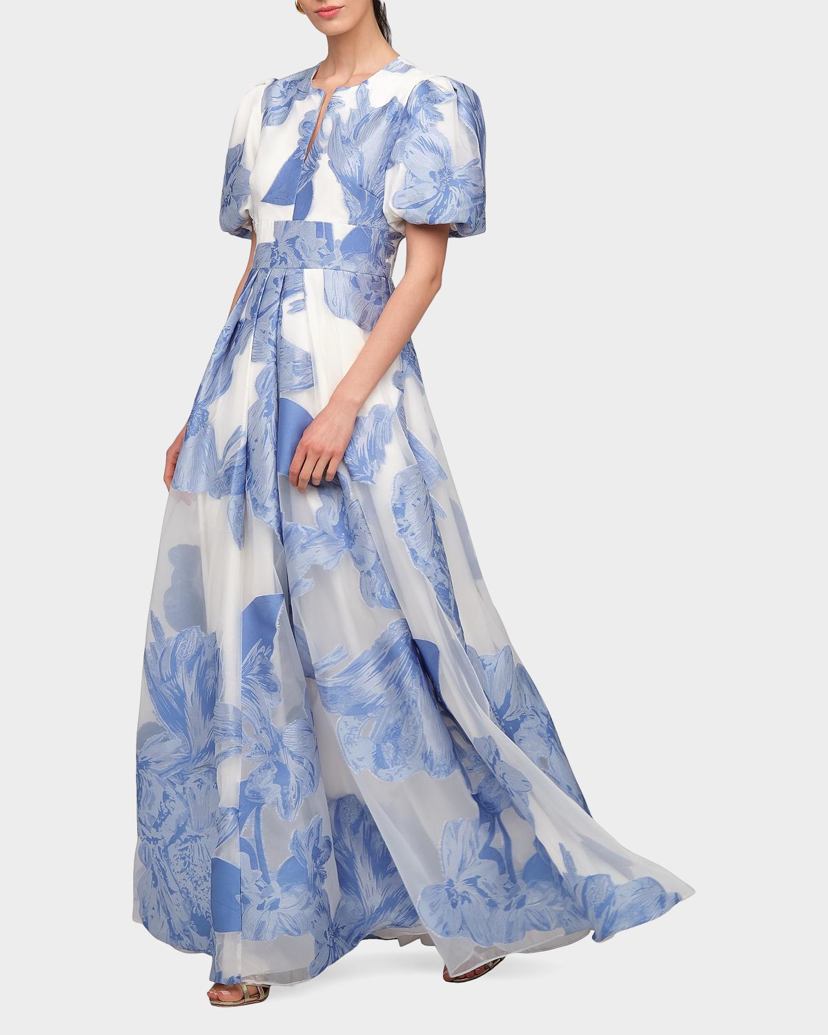 Kay Unger New York Oleana Puff-Sleeve Organza Gown | Thumbnail 4 Kay Unger New York Oleana Puff-Sleeve Organza Gown | Thumbnail 4