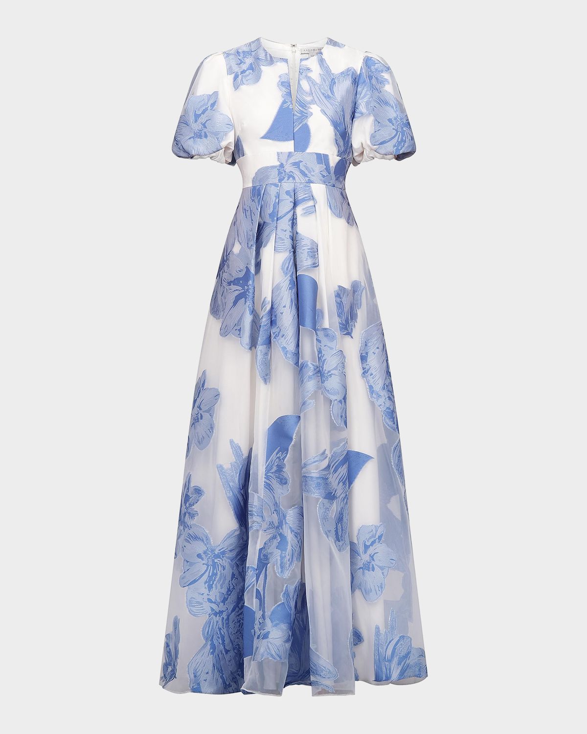 Kay Unger New York Oleana Puff-Sleeve Organza Gown
