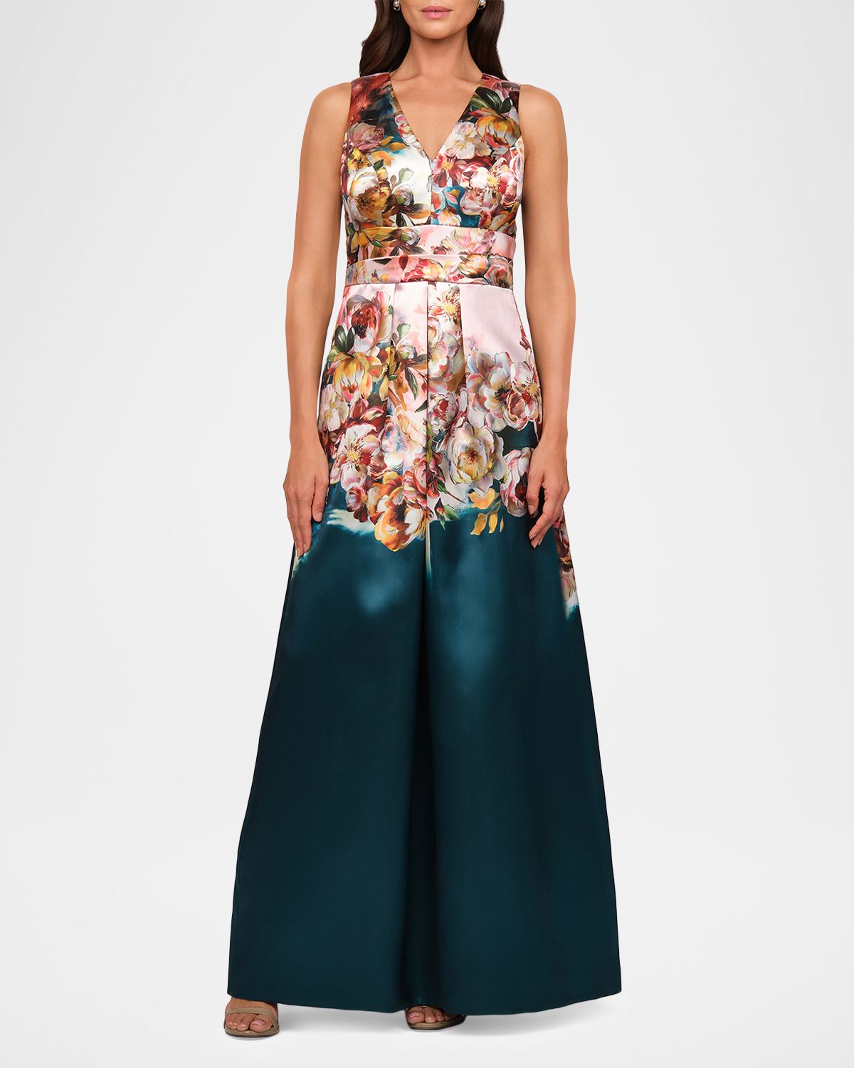 Kay Unger New York Mariah Sleeveless Floral Mikado Gown | Thumbnail 2 Kay Unger New York Mariah Sleeveless Floral Mikado Gown | Thumbnail 2