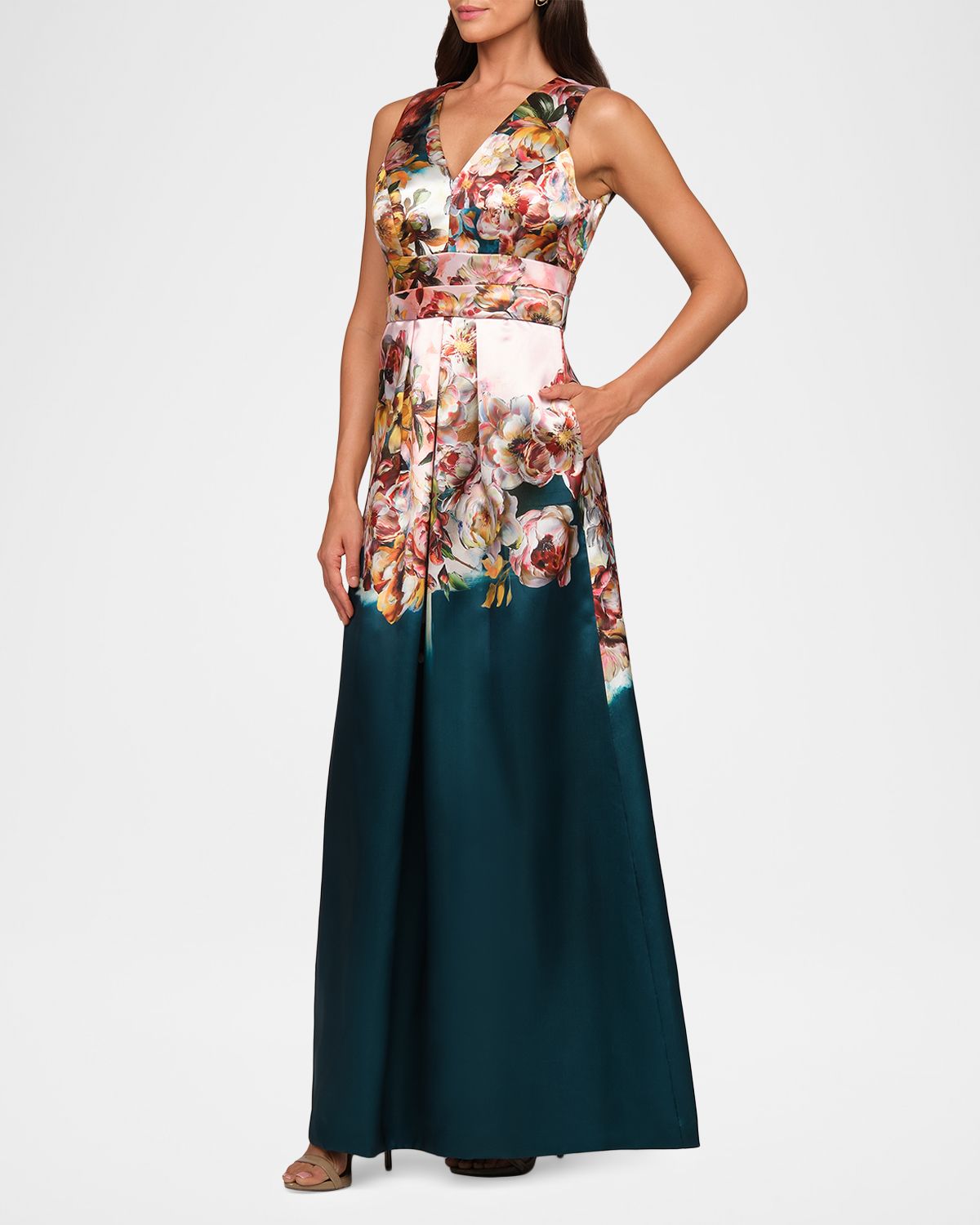 Kay Unger New York Mariah Sleeveless Floral Mikado Gown | Thumbnail 4 Kay Unger New York Mariah Sleeveless Floral Mikado Gown | Thumbnail 4