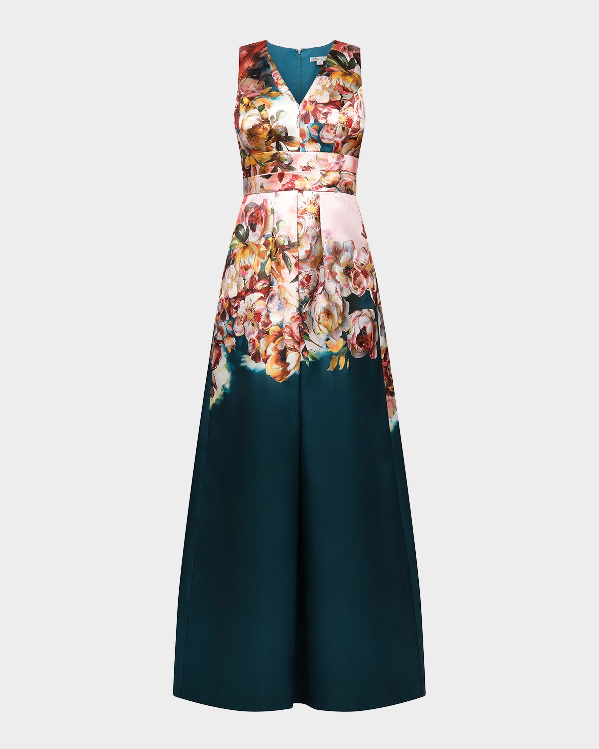Kay Unger New York Mariah Sleeveless Floral Mikado Gown