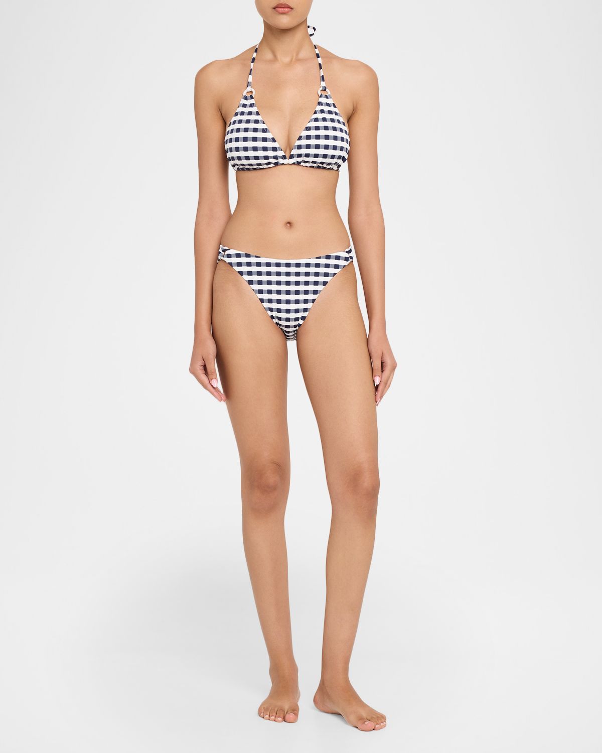 Milly Cottage Jacquard Gingham Bikini Top