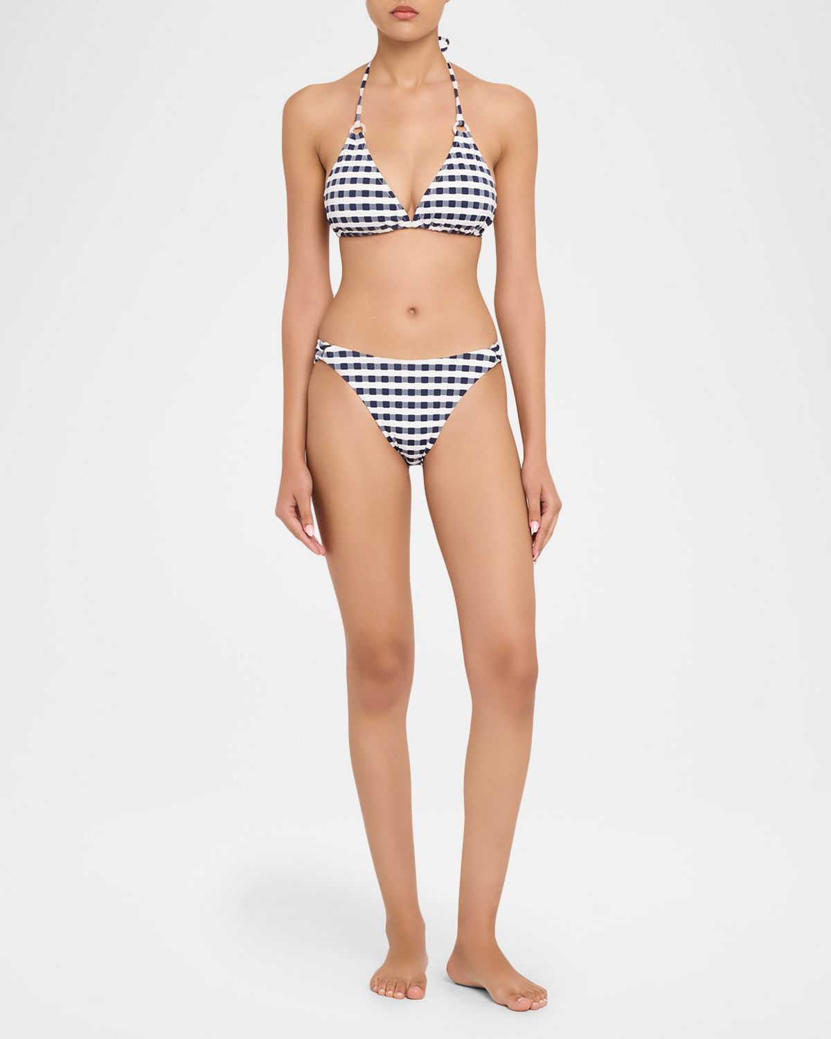 Milly Cottage Jacquard Gingham Bikini Bottoms
