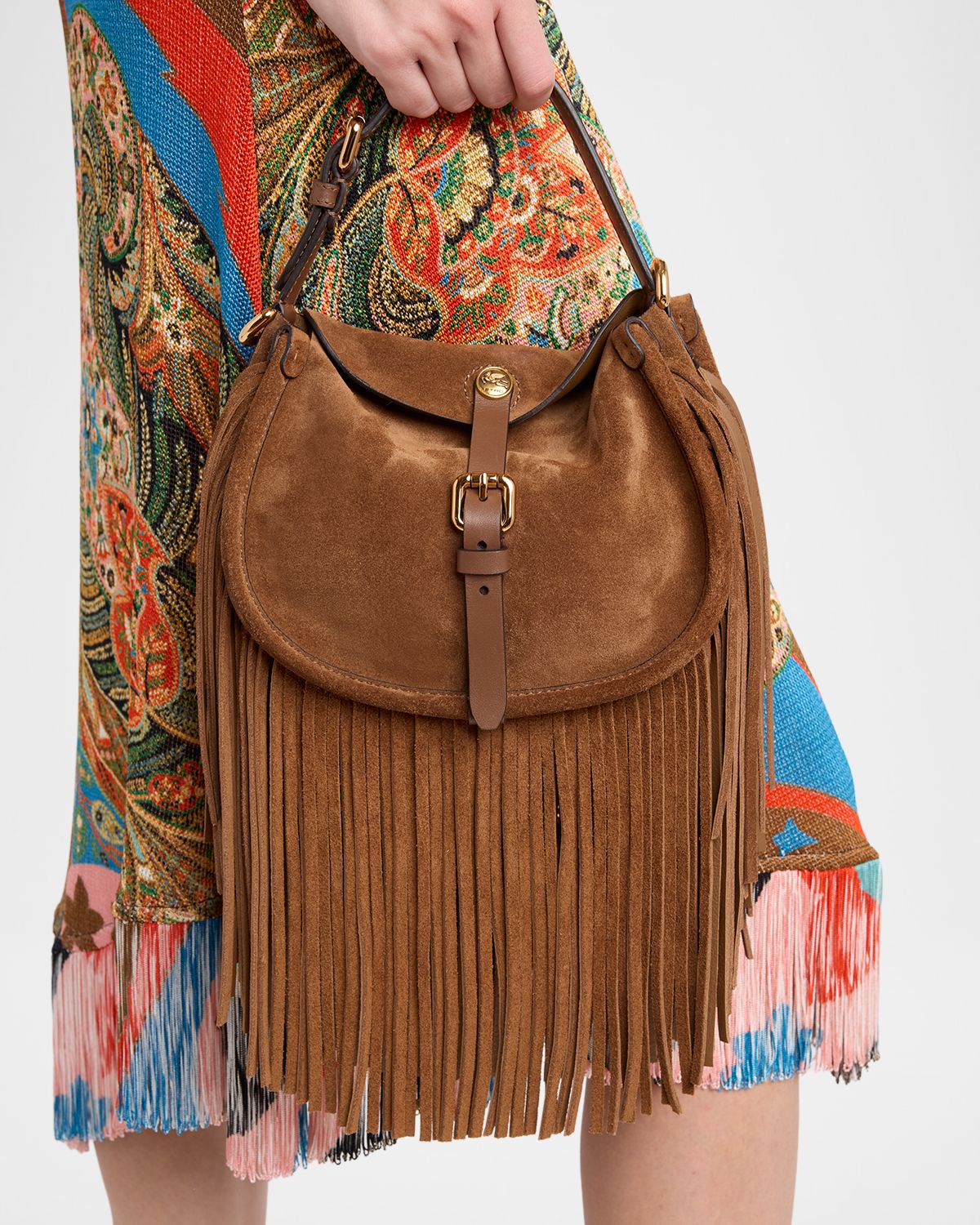 Etro Pony Fringed Suede Crossbody Bag