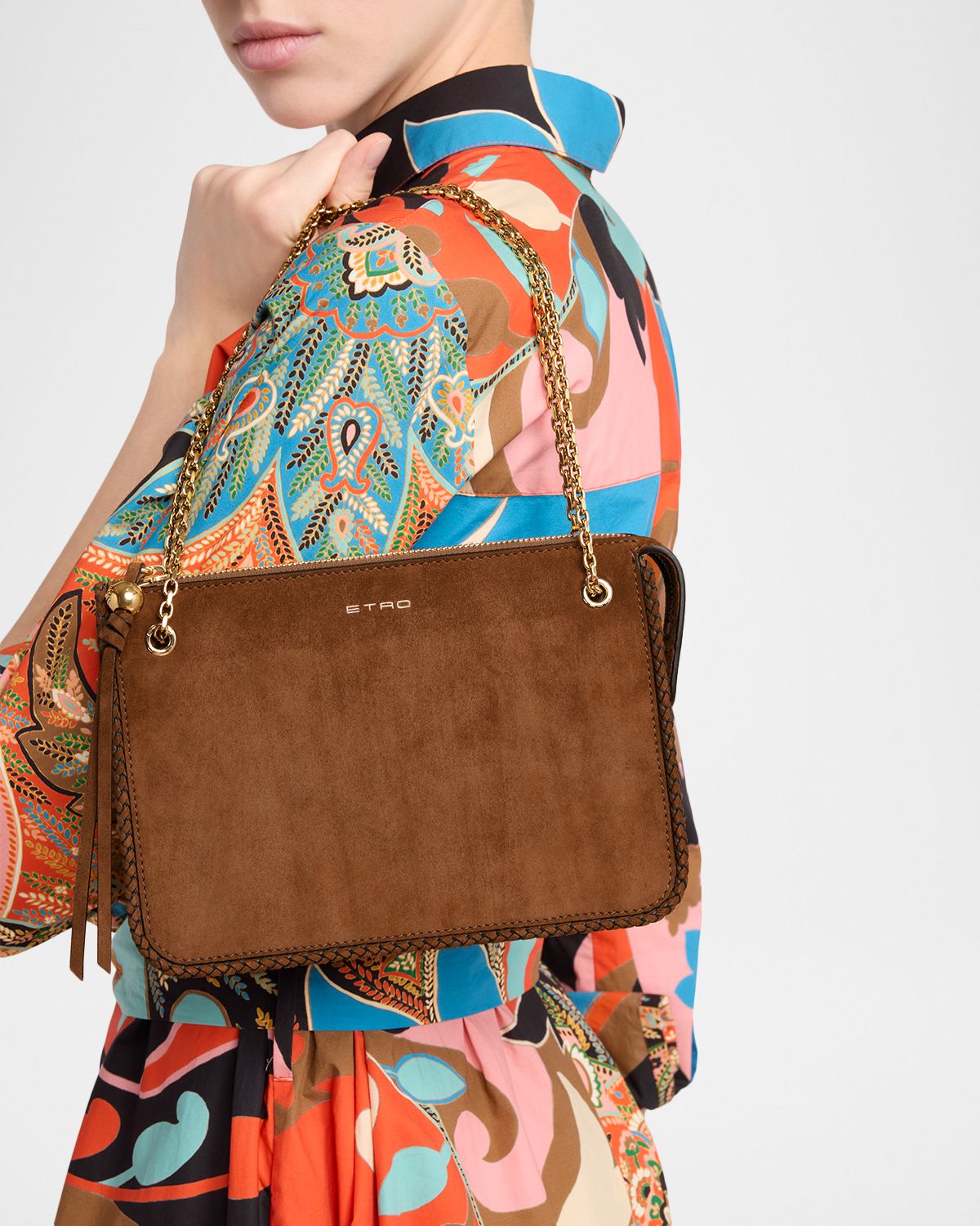 Etro Pelle Unita Suede Crossbody Bag