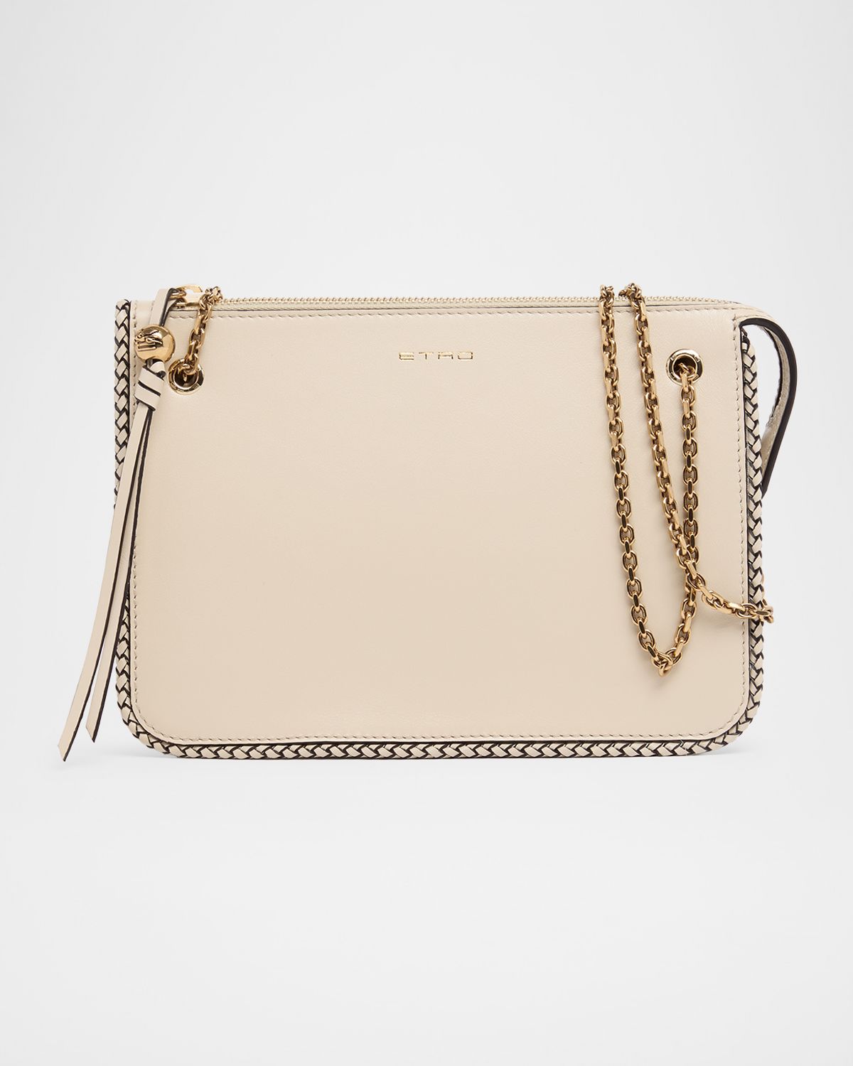 Etro Braid-Trim Leather Crossbody Bag