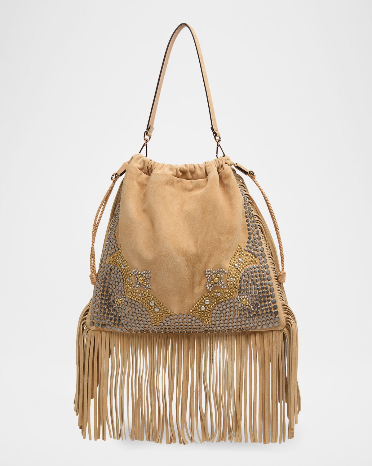 Etro Kalispera Studded Suede Shoulder Bag