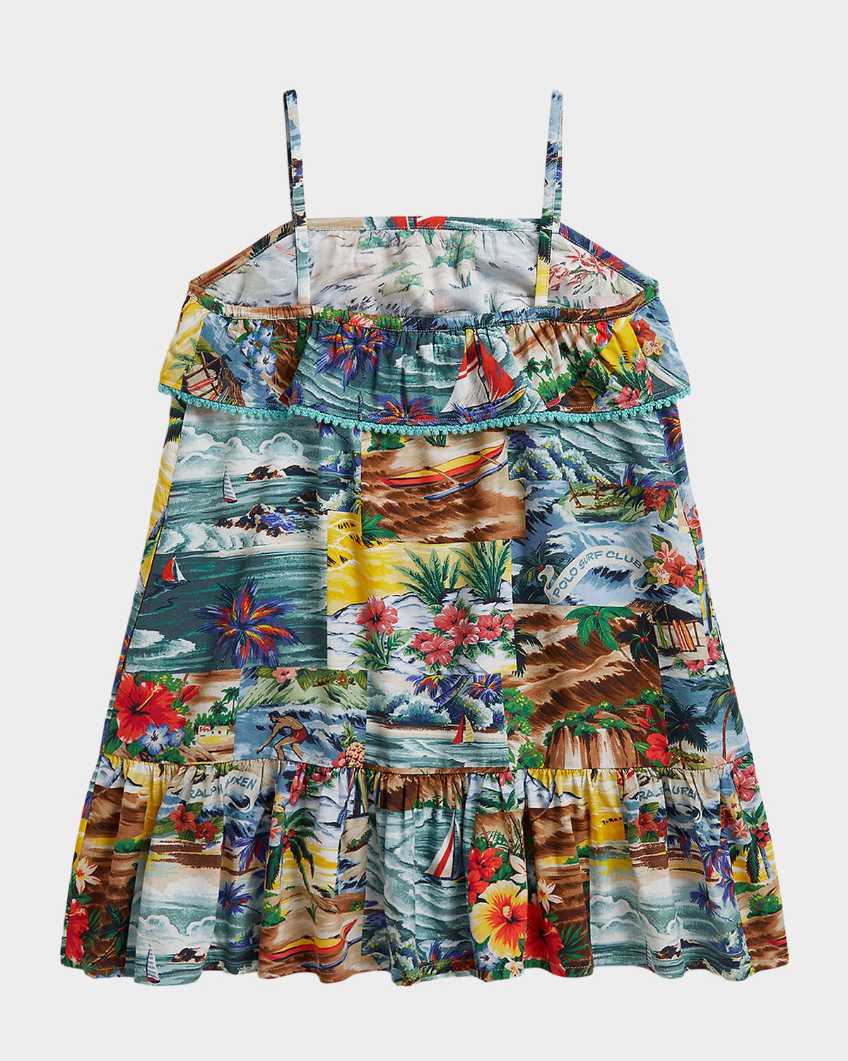 Polo Ralph Lauren Girl 's Tropical-Print Ruffled Dress, Size 2-6X