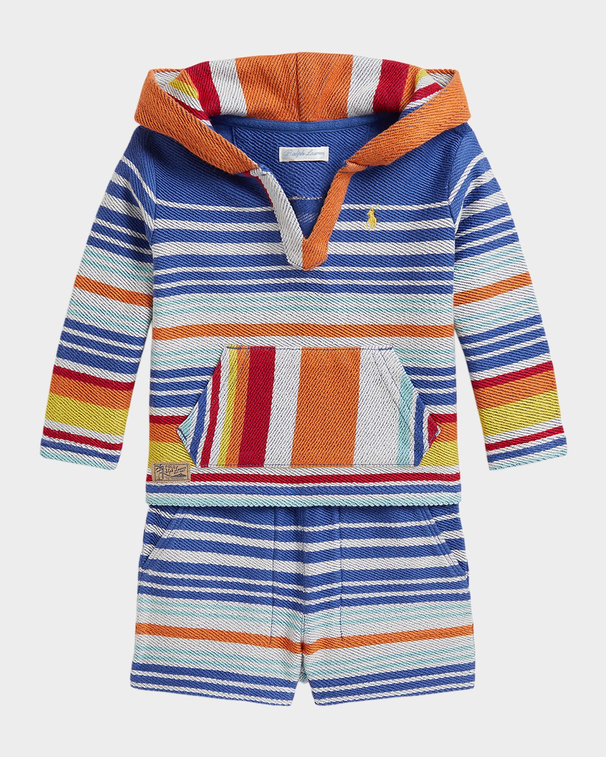 Polo Ralph Lauren Boy 's Striped Cotton Terry Hoodie & Shorts Set, Size 3M-24M