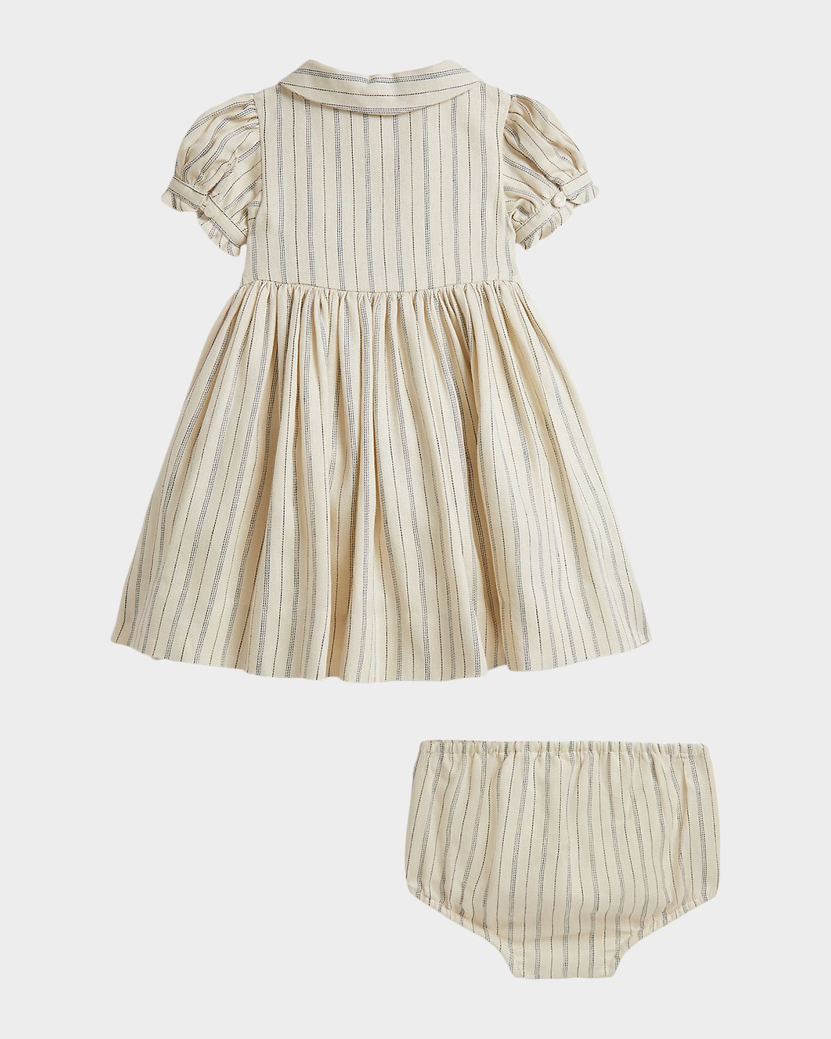 Polo Ralph Lauren Girl 's Striped Linen-Cotton Dress & Bloomers Set, Size 3M-24M