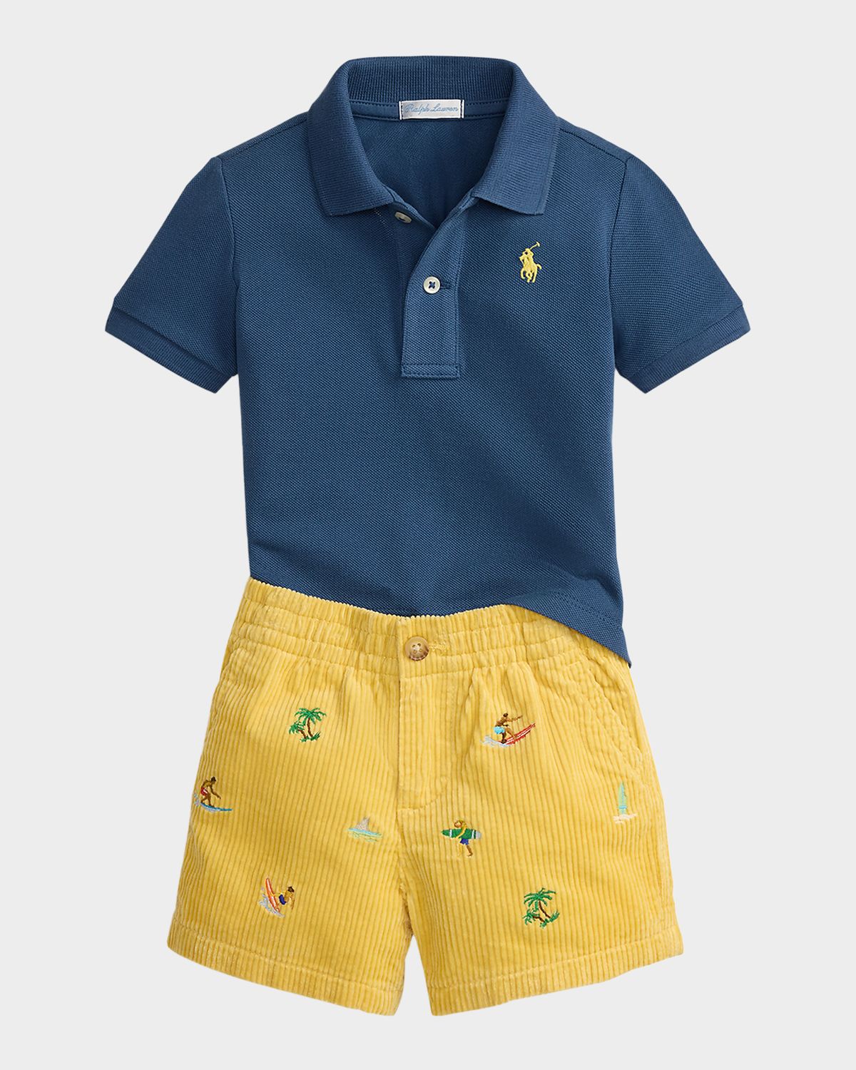 Polo Ralph Lauren Boy 's Cotton Mesh Polo Shirt & Corduroy Shorts Set, Size 3M-24M