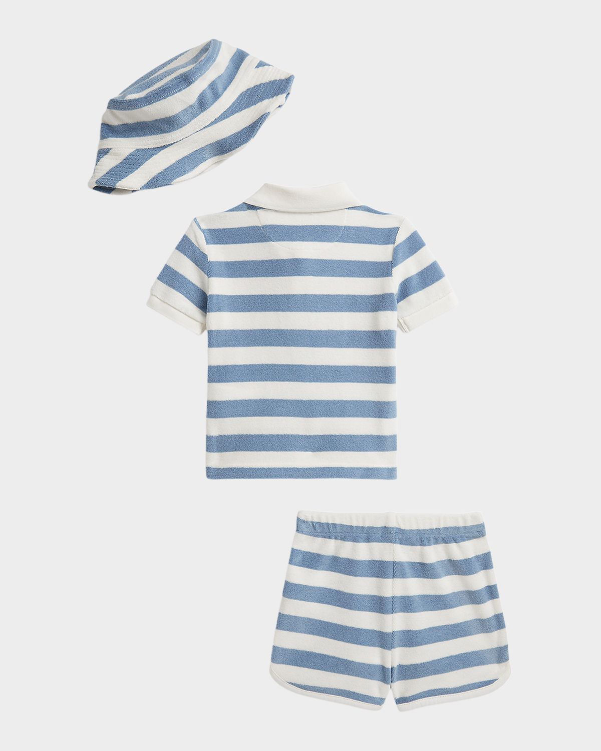 Polo Ralph Lauren Boy 's Striped Terry Polo Shirt, Short & Hats, Size 3M-24M