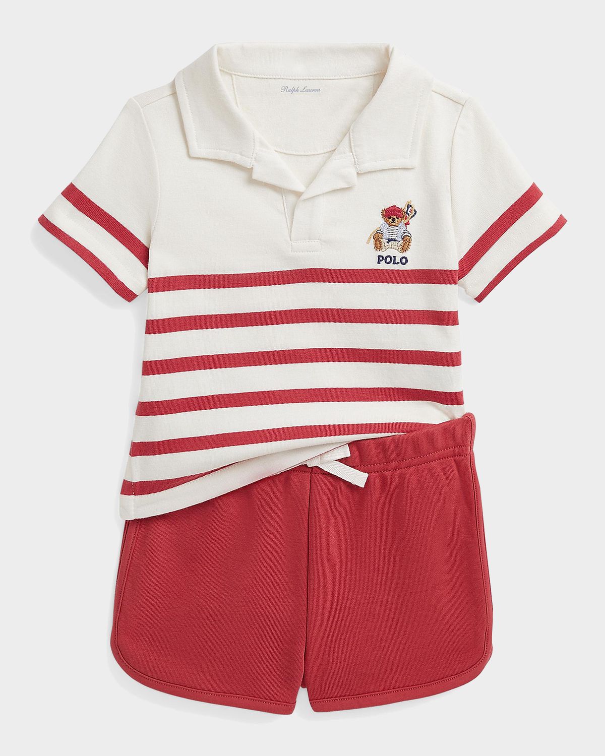 Polo Ralph Lauren Boy 's Striped Cotton Jersey Polo Shirt & Shorts Set, Size 3M-24M