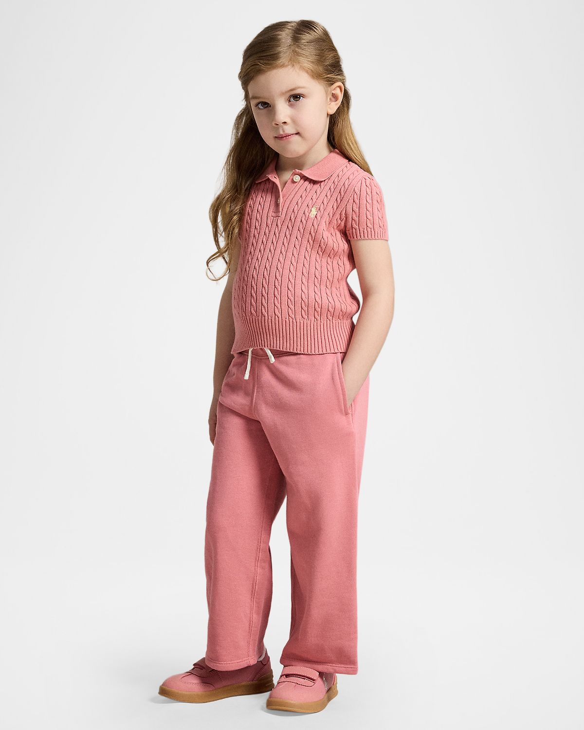 Polo Ralph Lauren Girl 's Mini-Cable Cotton Polo Sweater, Size 2-6X