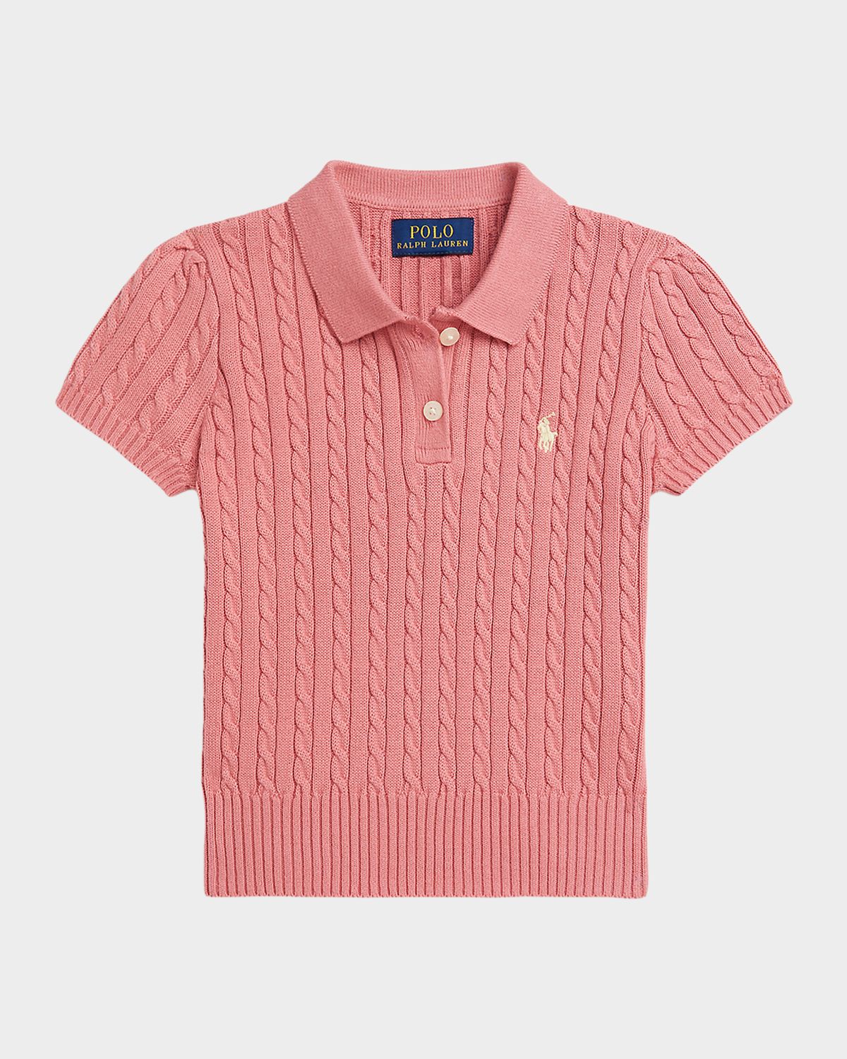 Polo Ralph Lauren Girl 's Mini-Cable Cotton Polo Sweater, Size 2-6X