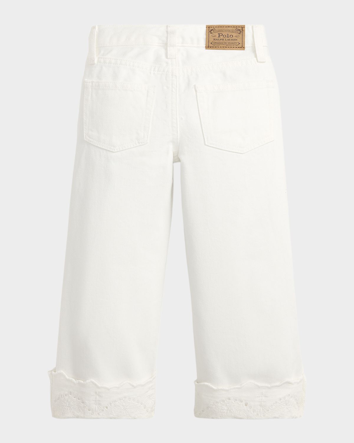 Polo Ralph Lauren Girl 's Eyelet-Cuff Cotton Denim Wide-Leg Jeans, Size 2-6X